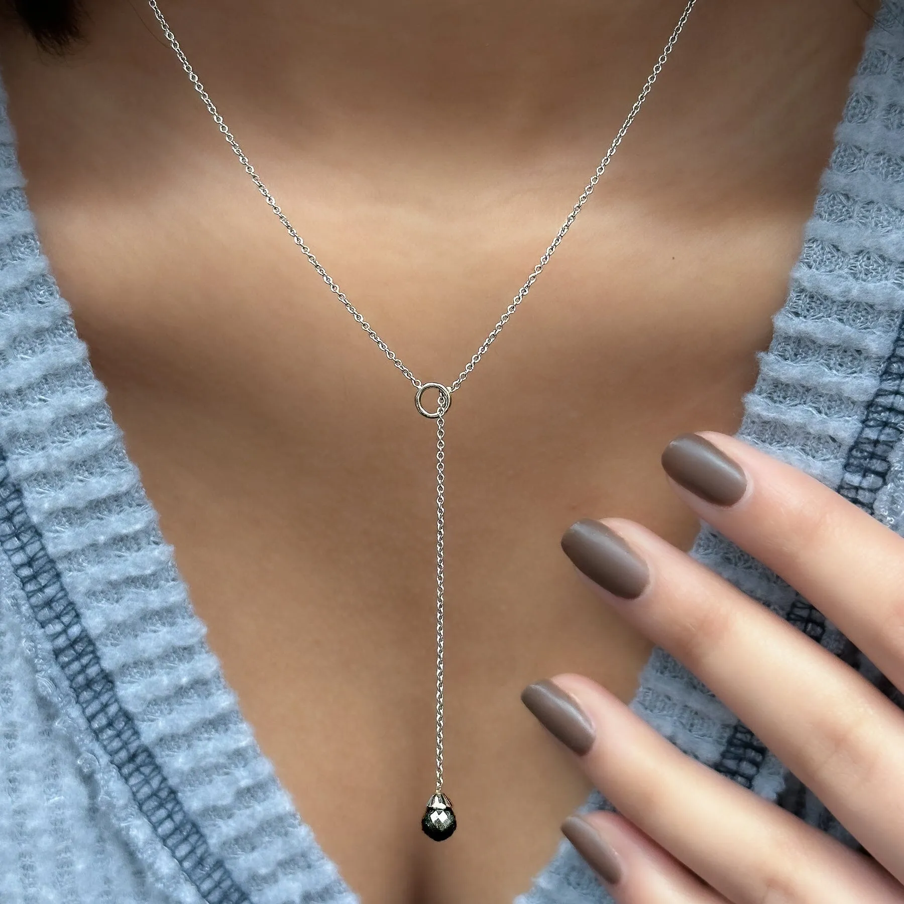 Black Diamond Lariat Necklace