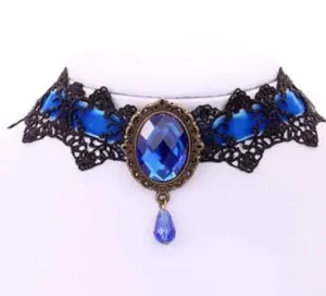 Black/Blue Victorian Lace Choker