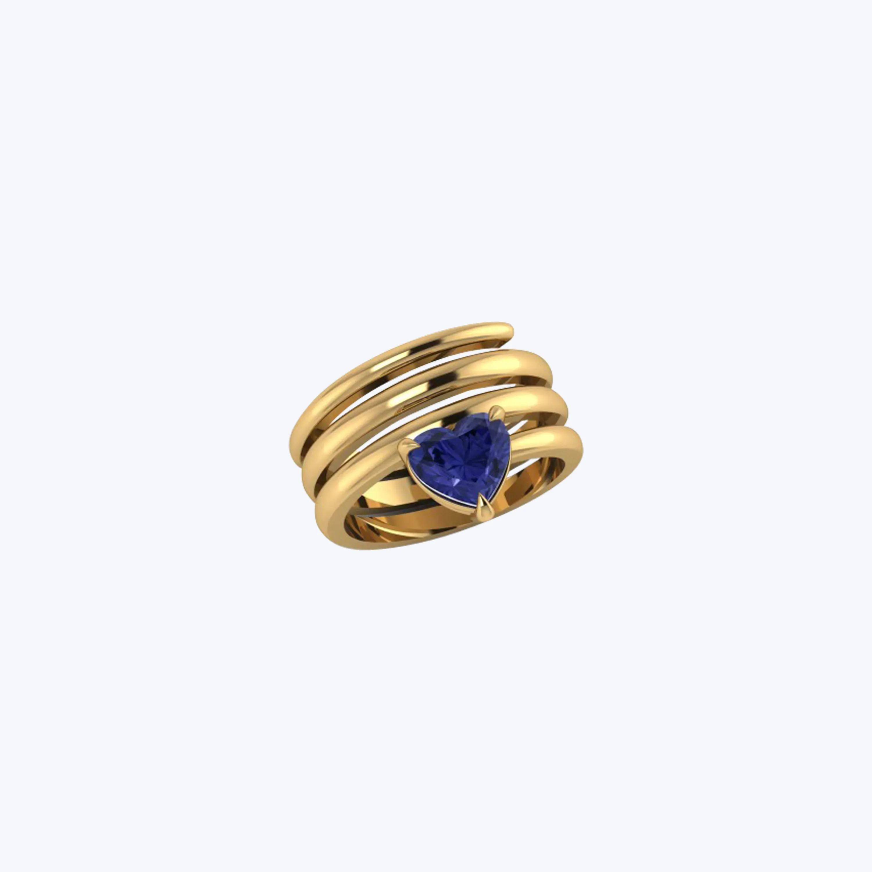 Blue Jean Sapphire Spiral Heart Cut Pinky Ring