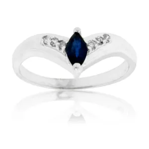 Blue Sapphire Marquise On Point Fashion Ring