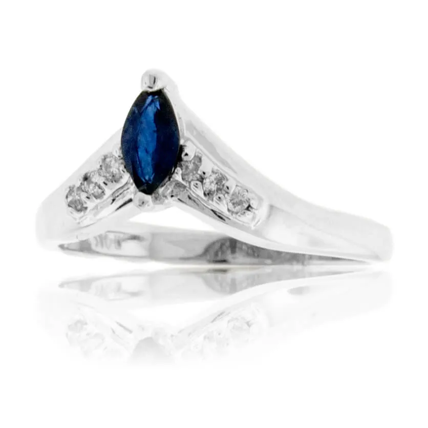 Blue Sapphire Marquise On Point Fashion Ring