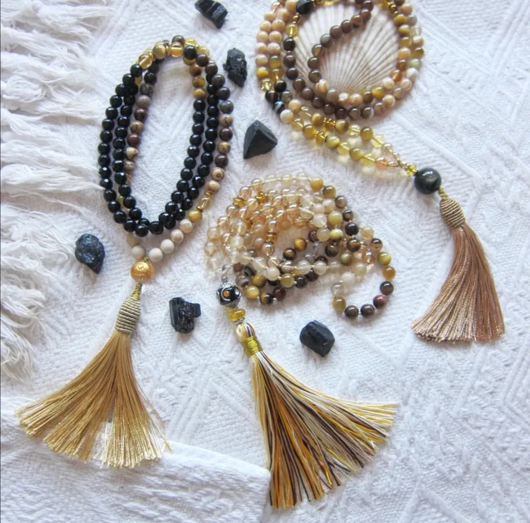 Bohemian Necklaces in Goddess Gold Tone Mala Necklace