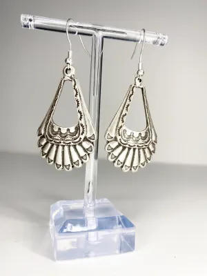 Boho drop charm silver earrings, Sterling silver jewelry