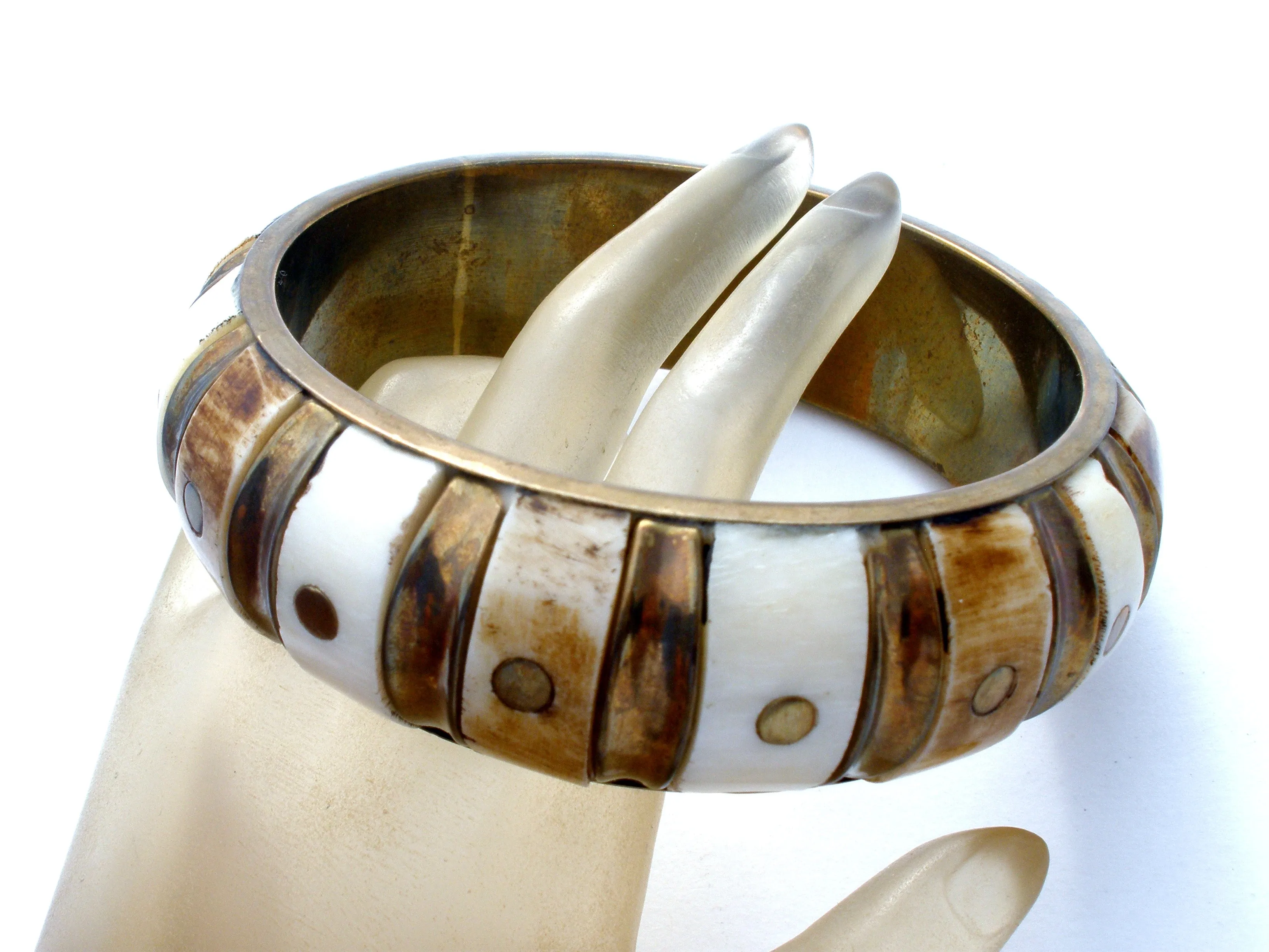 Brass Bangle Bracelet Wide Vintage