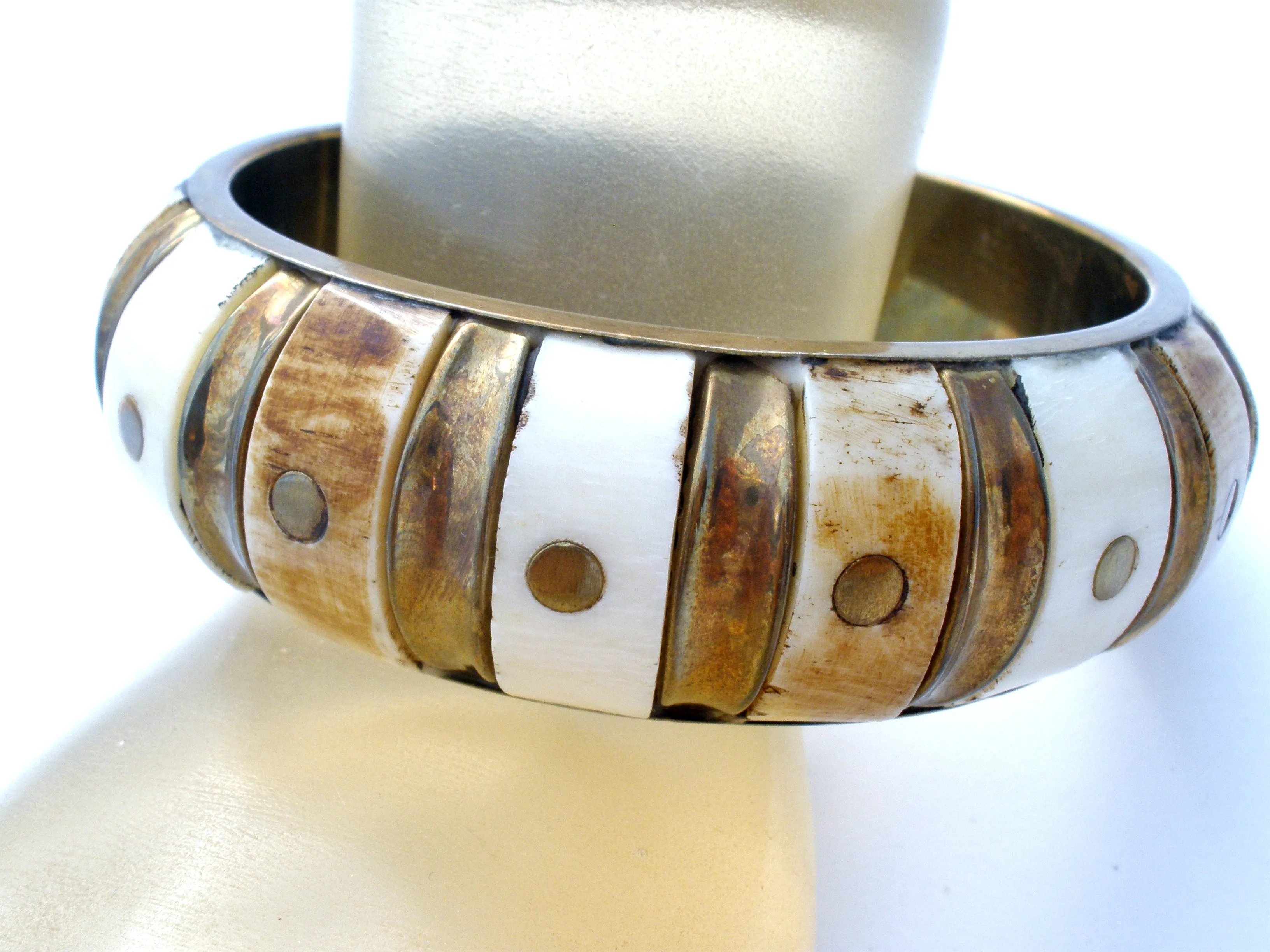 Brass Bangle Bracelet Wide Vintage