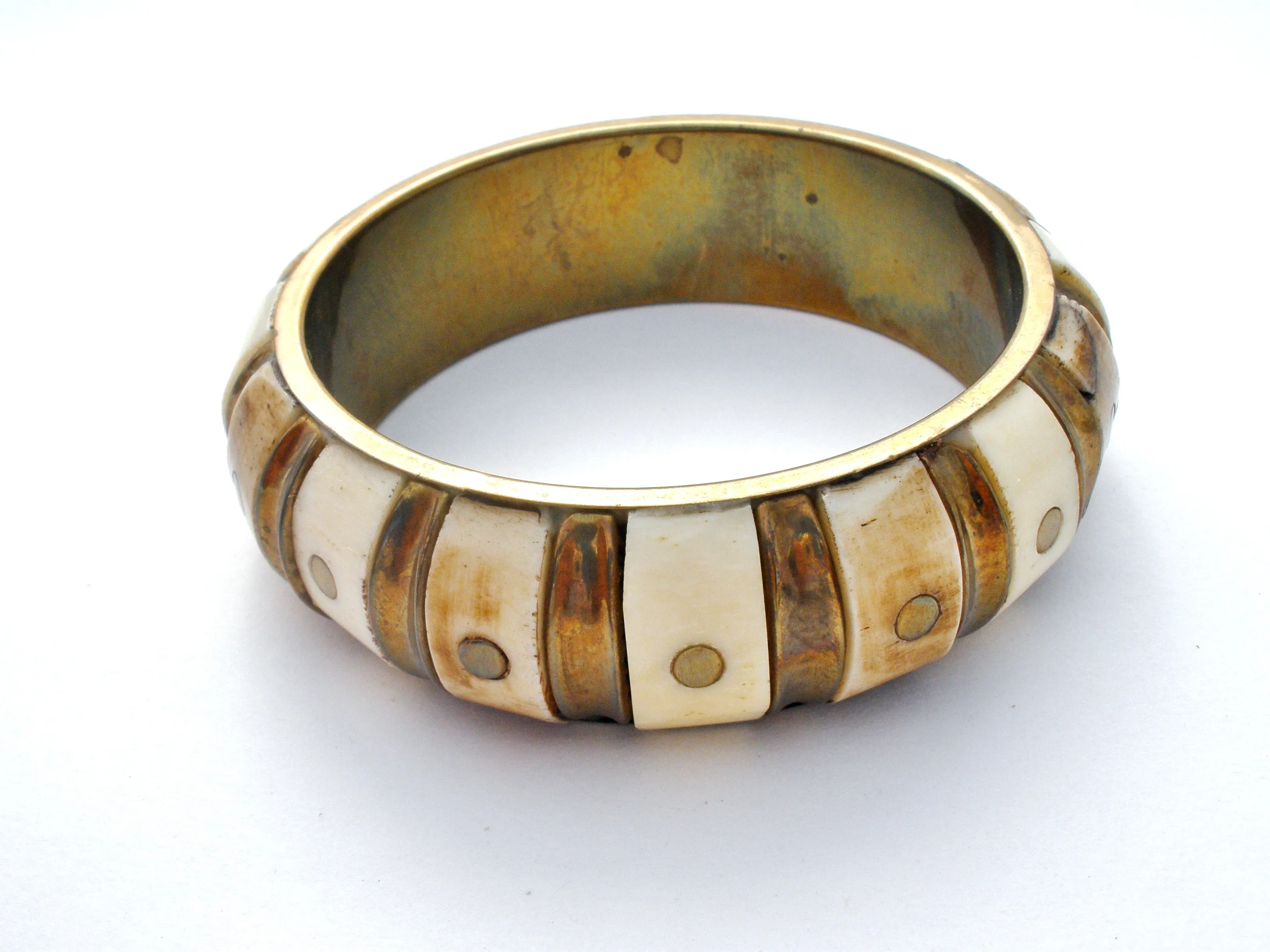 Brass Bangle Bracelet Wide Vintage