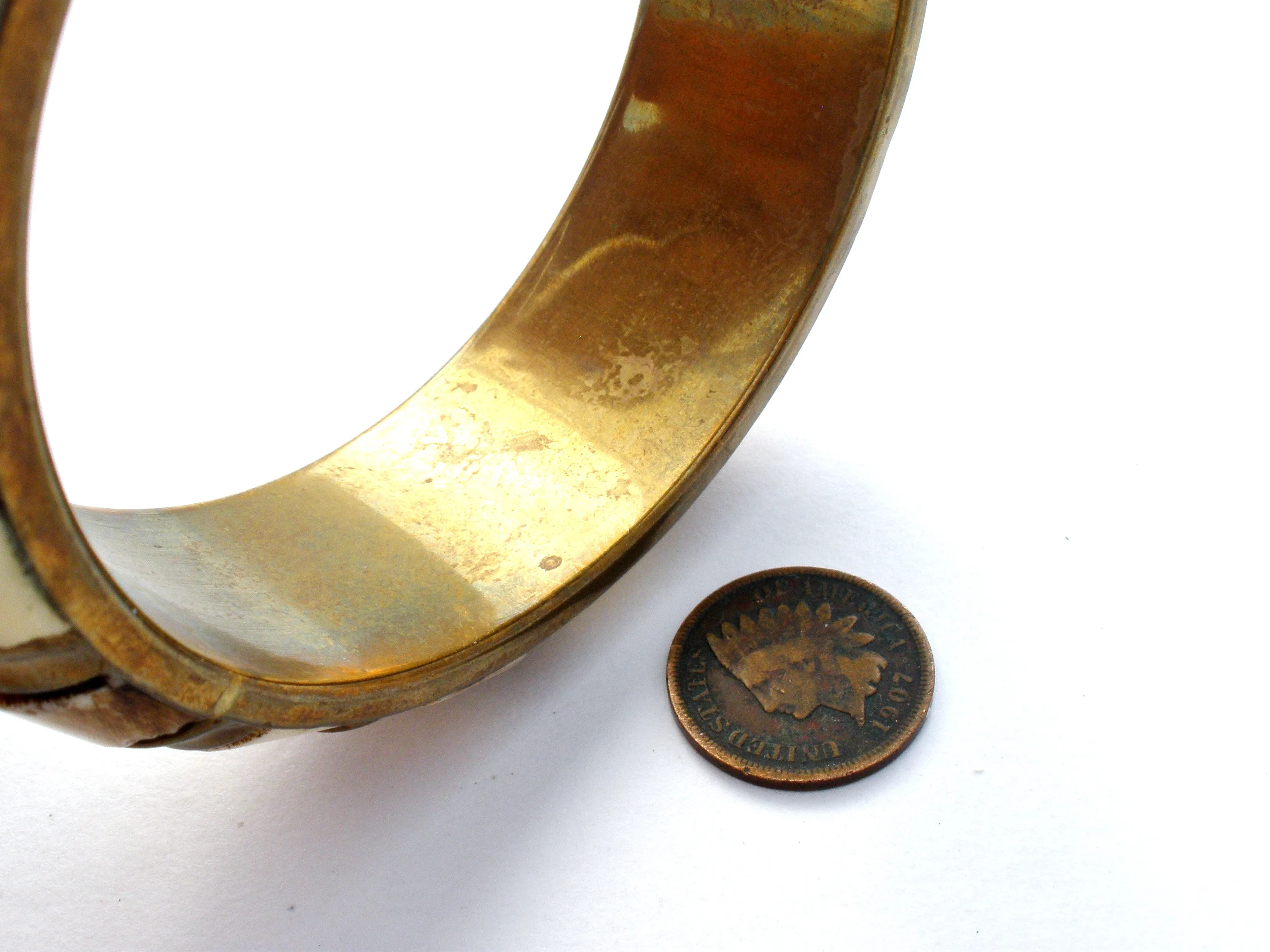 Brass Bangle Bracelet Wide Vintage