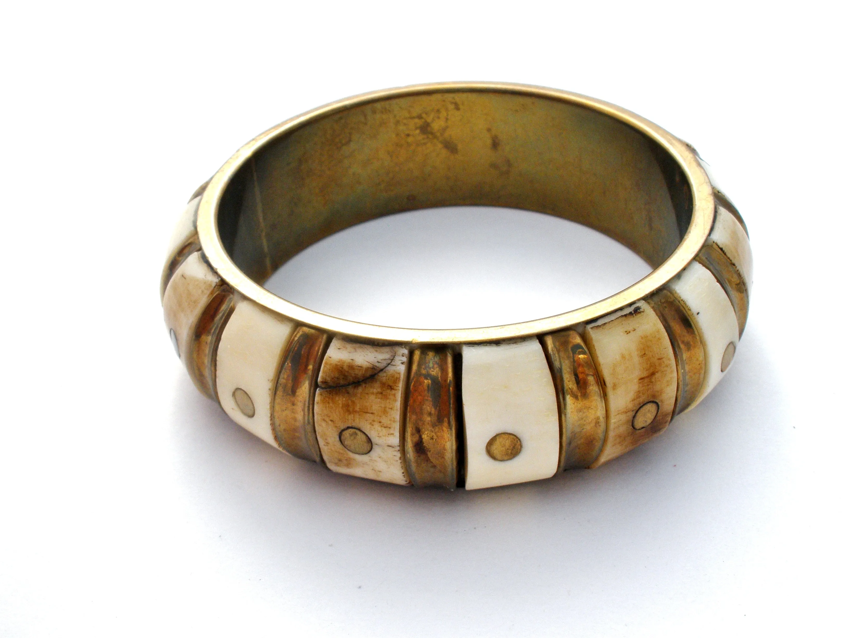 Brass Bangle Bracelet Wide Vintage