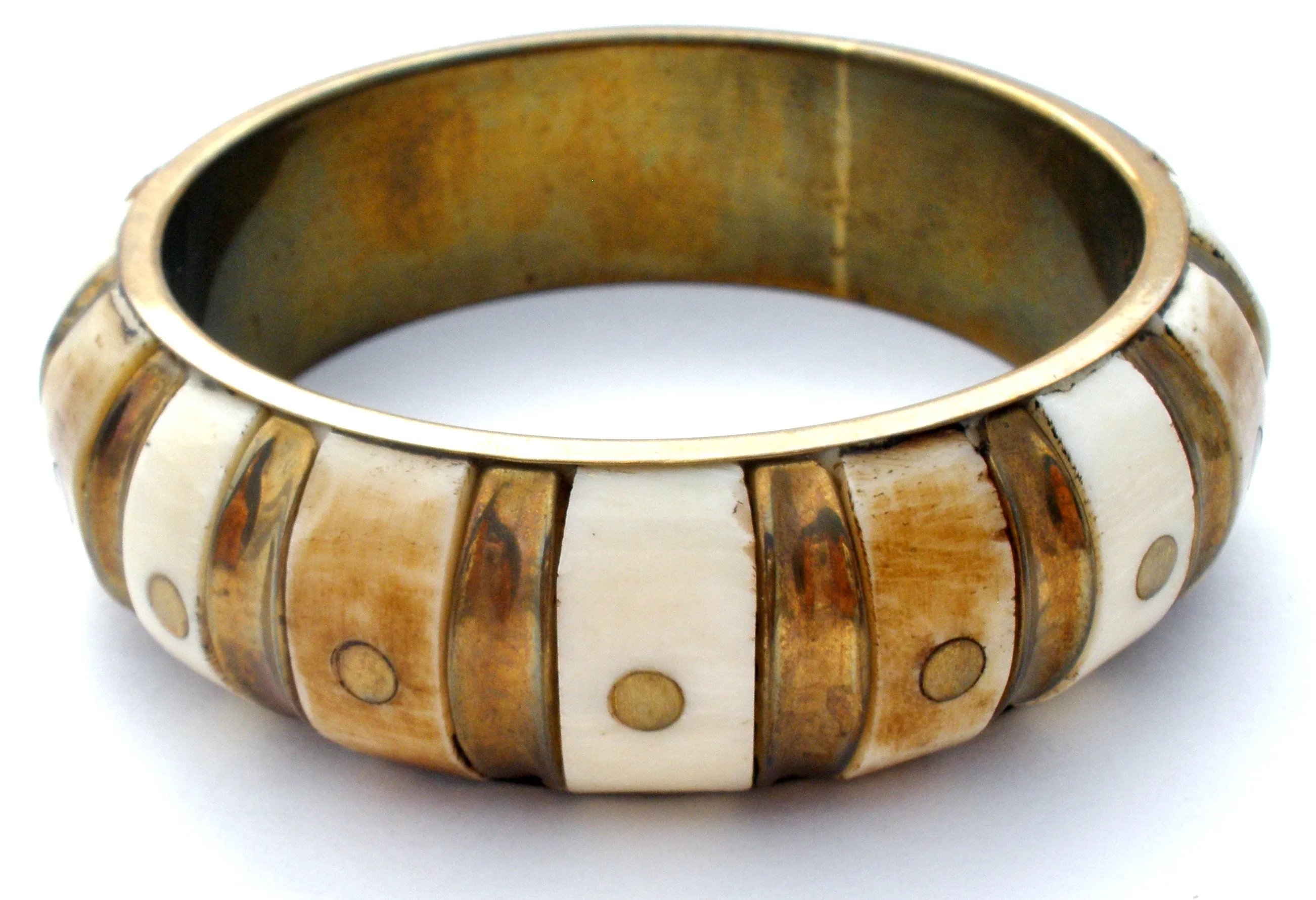 Brass Bangle Bracelet Wide Vintage