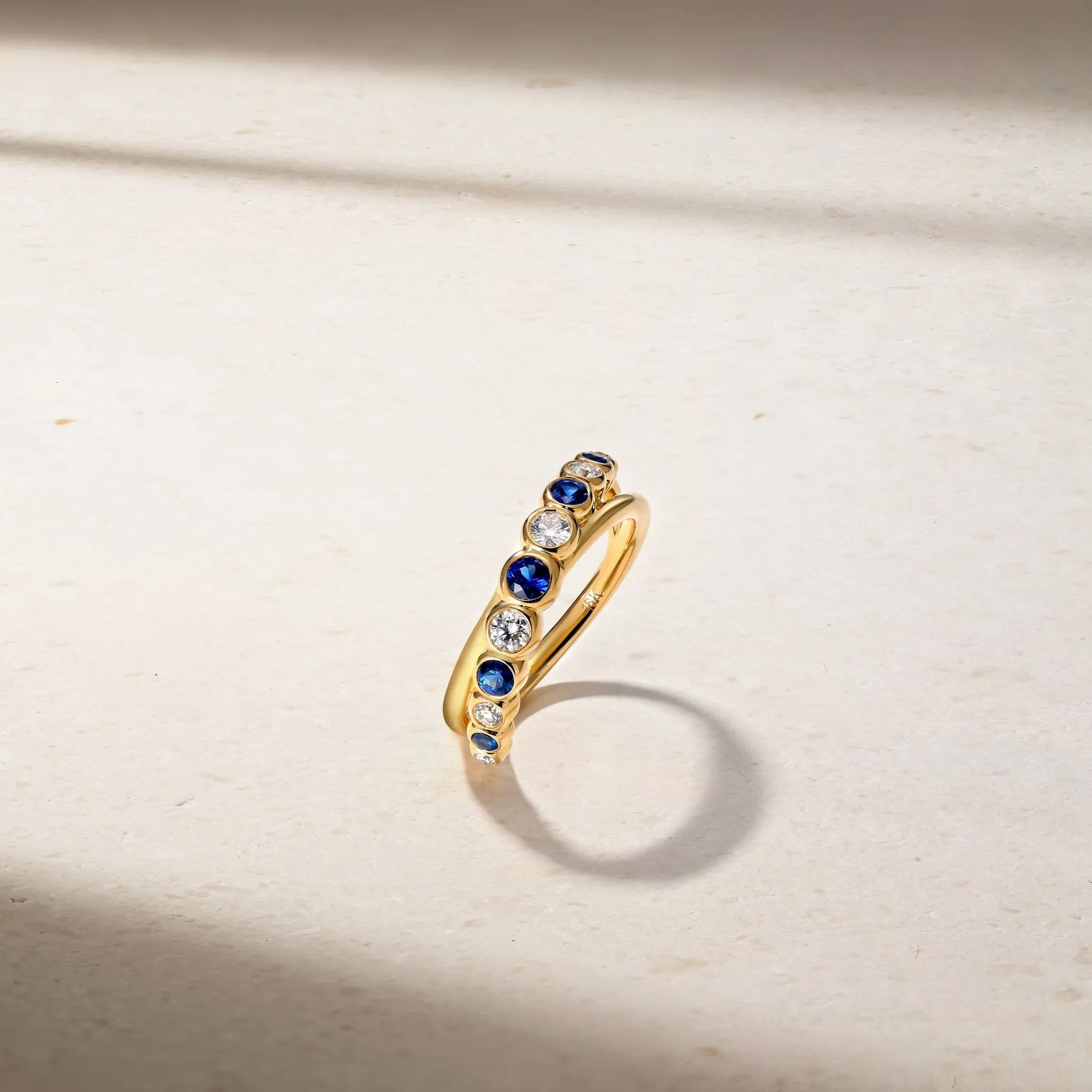 Bubbly Crossover Sapphire and Diamond Ring