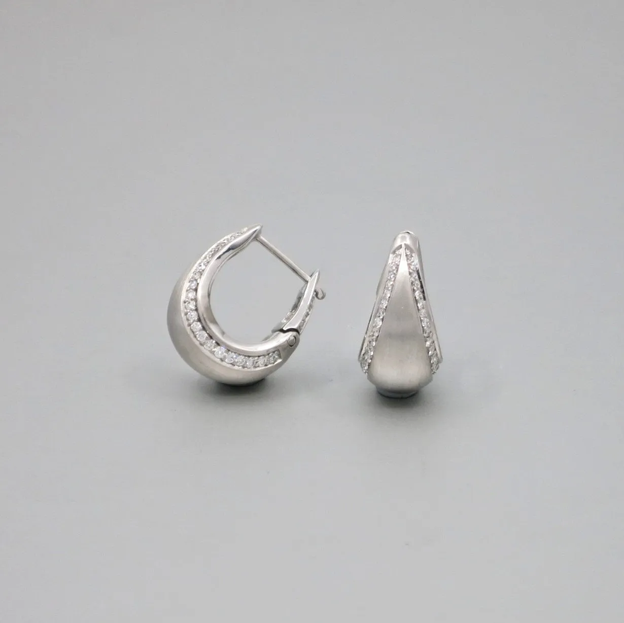 'Bundova' Diamond Clip Earrings in White Gold