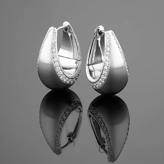 'Bundova' Diamond Clip Earrings in White Gold