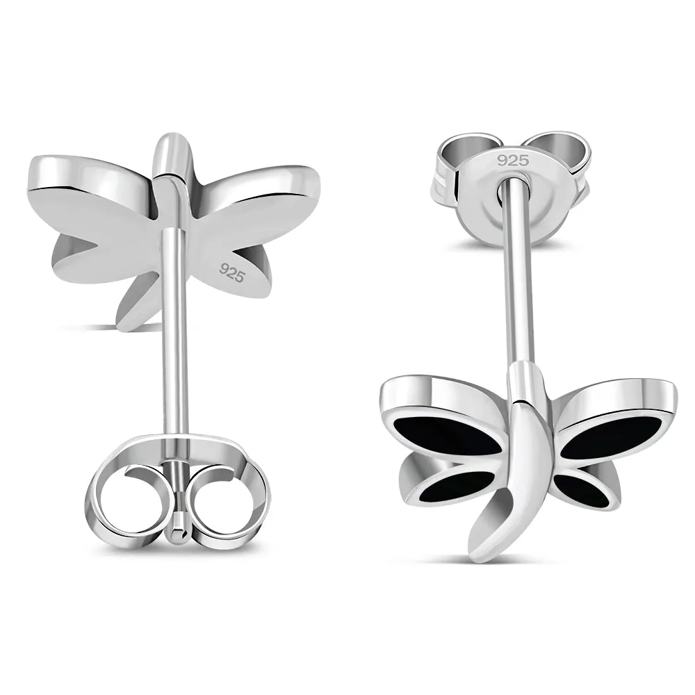 Butterfly Stud Black Onyx Sterling Silver Earrings