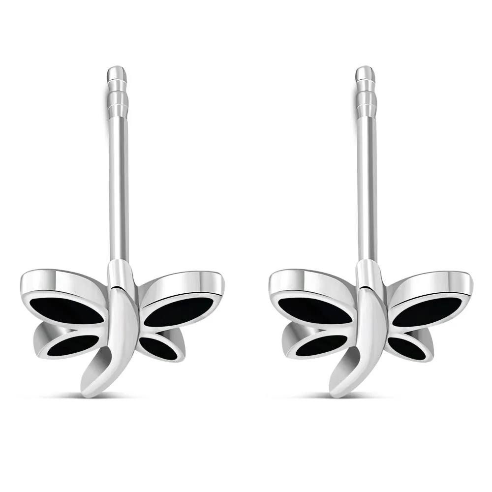 Butterfly Stud Black Onyx Sterling Silver Earrings