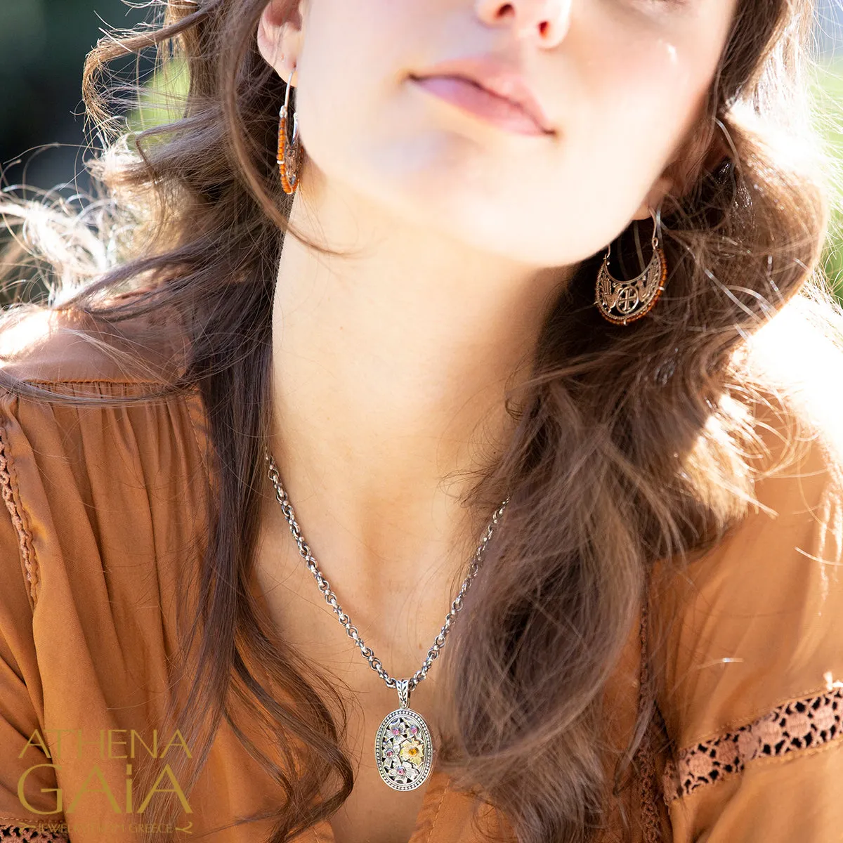 Byzantine Dove Beaded Hoop Earrings