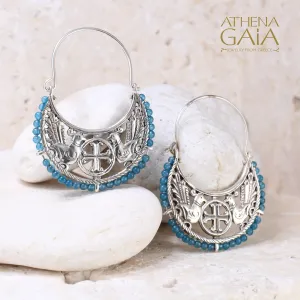 Byzantine Dove Beaded Hoop Earrings