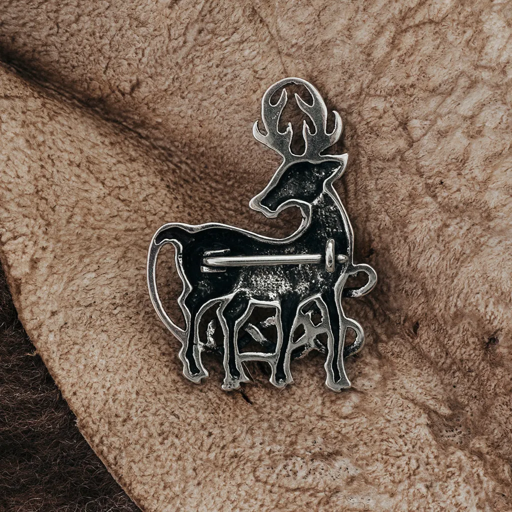 Cernunnos Stag Brooch, Silver