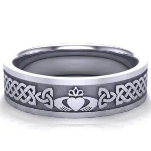 Claddagh Wedding Ring UCL1-14W6MFLAT - 14K White Gold