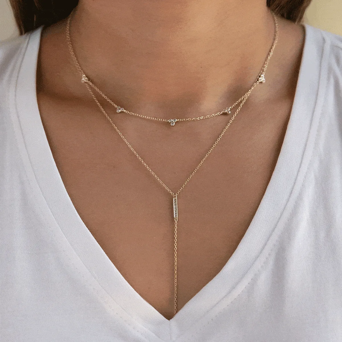 Clover Bar Lariat Layered Duo