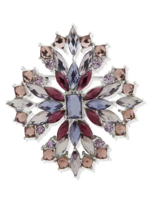 Cluster Stone Pin - Silver/Purple