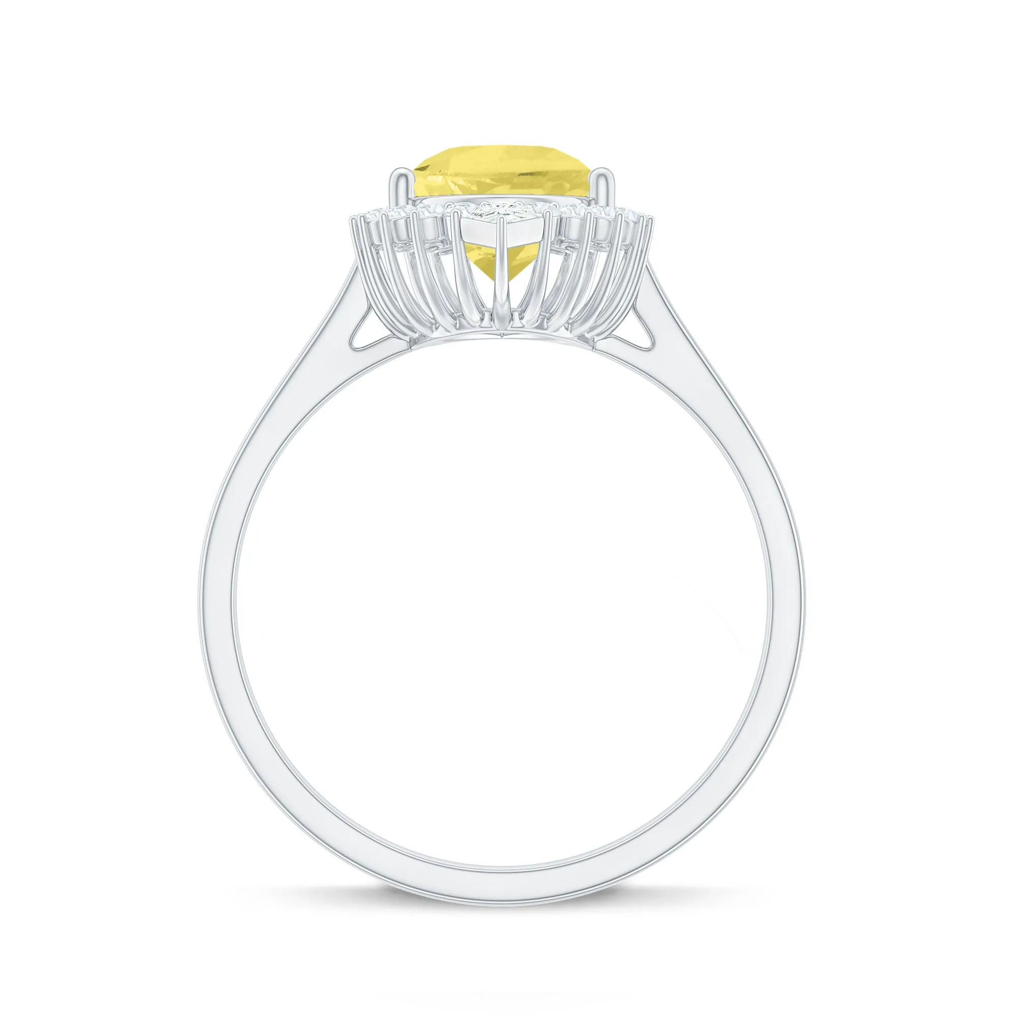 Cocktail Halo Ring with Created Yellow Sapphire and Diamond