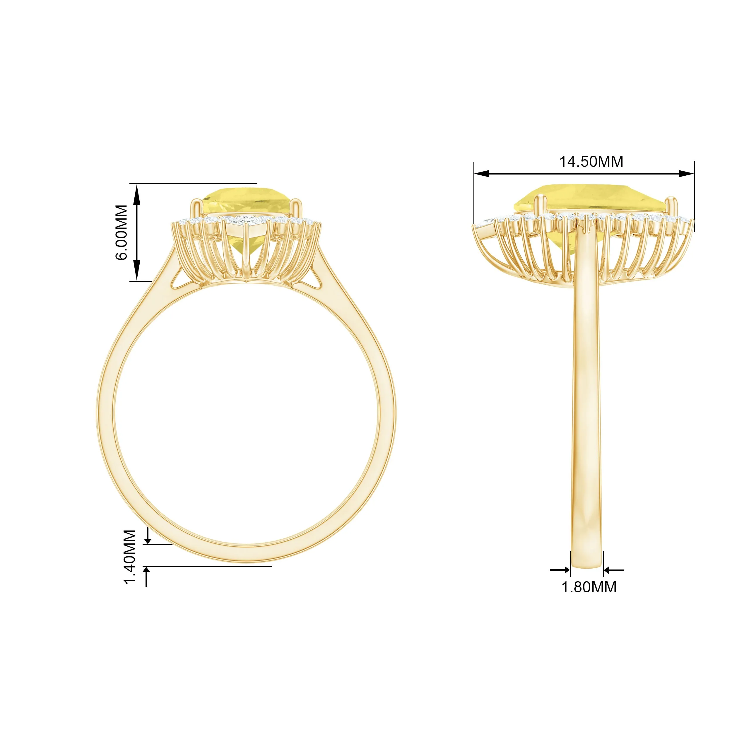 Cocktail Halo Ring with Created Yellow Sapphire and Diamond