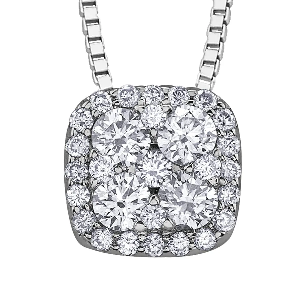 Cushion Shaped Cluster Diamond Pendant