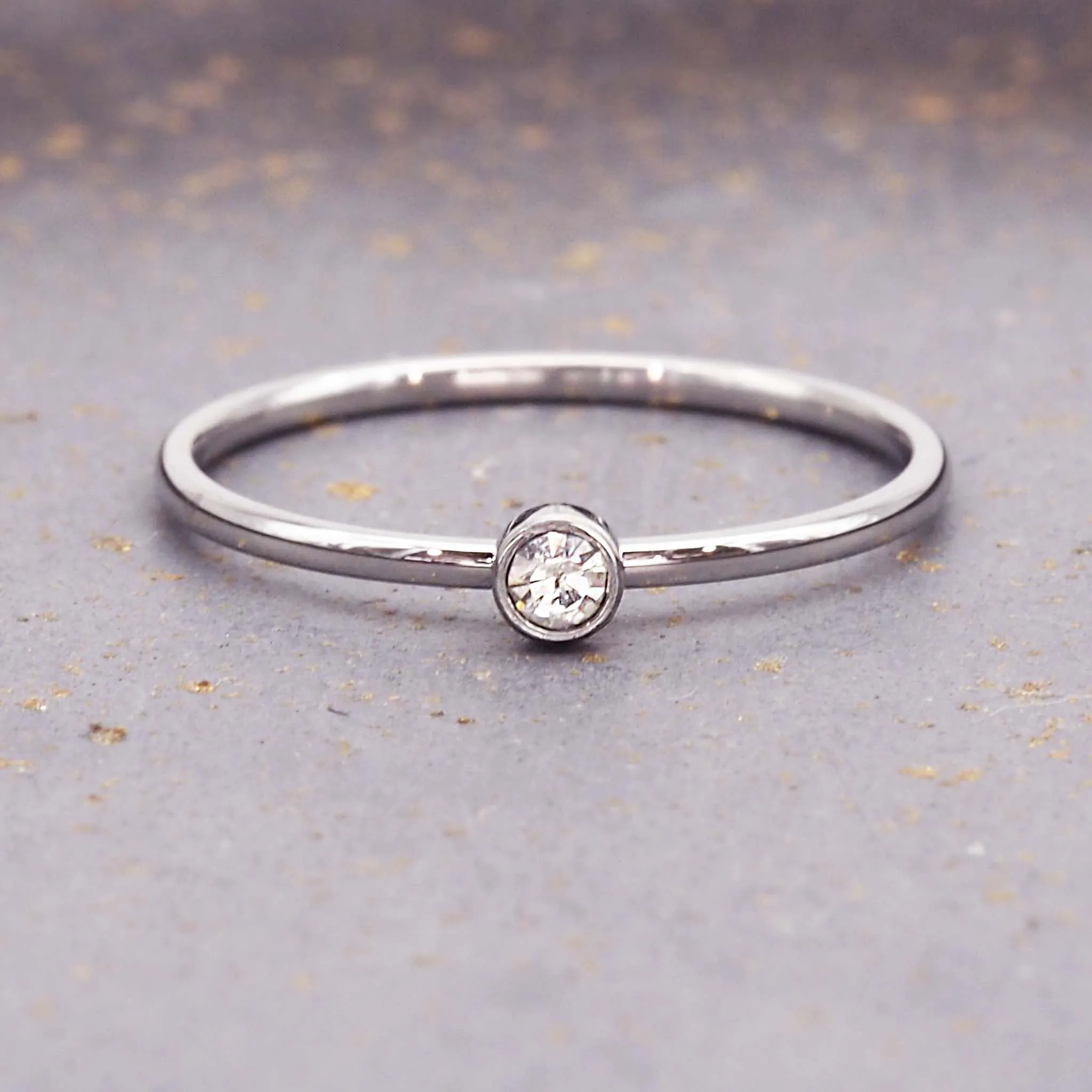 Dainty Silver Birthstone Ring