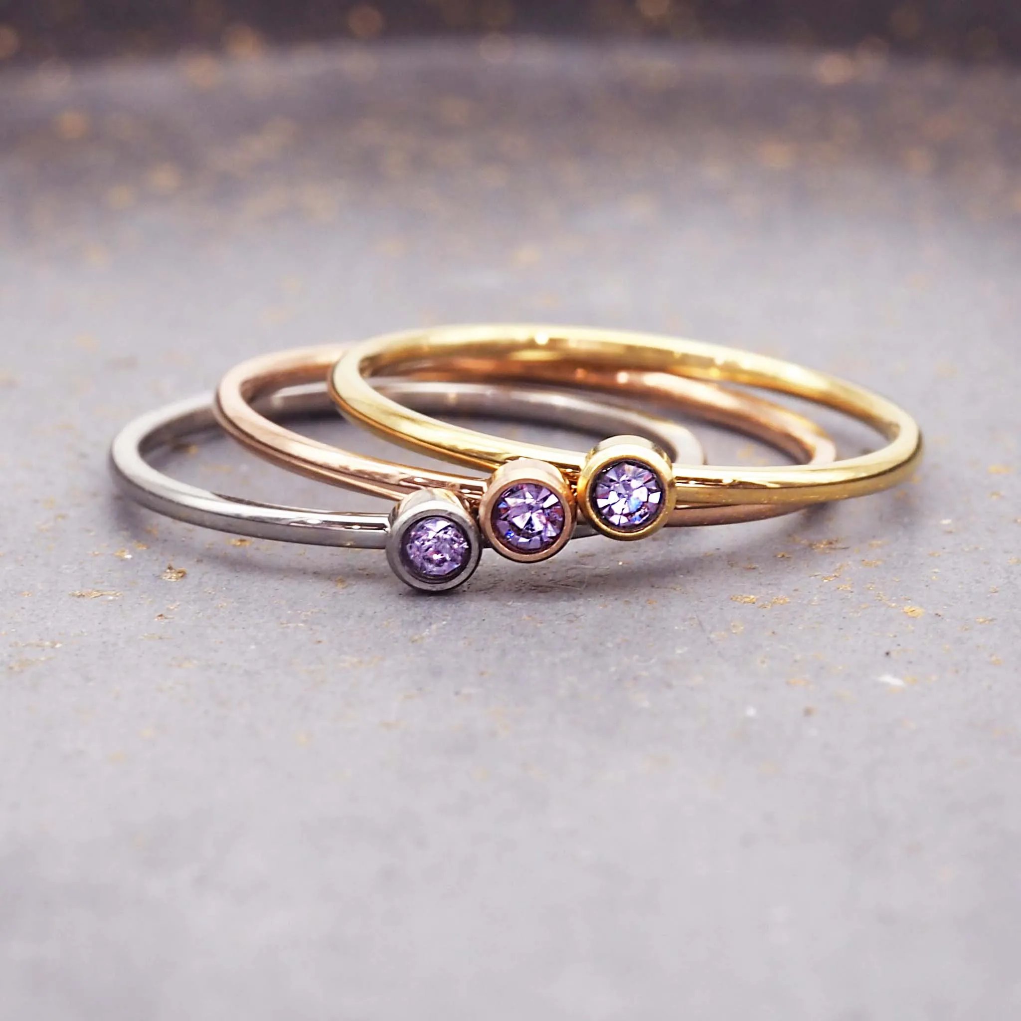 Dainty Silver Birthstone Ring