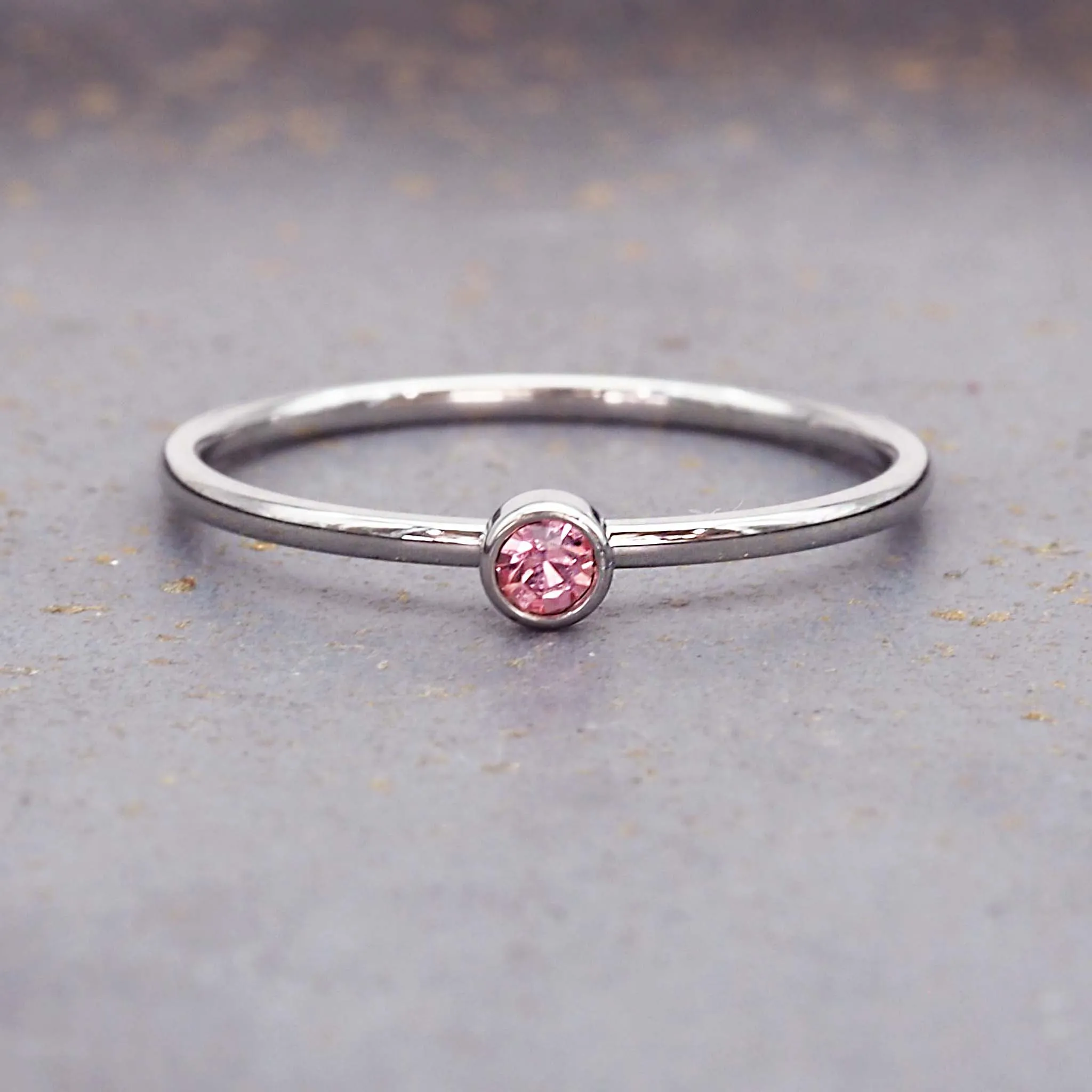 Dainty Silver Birthstone Ring