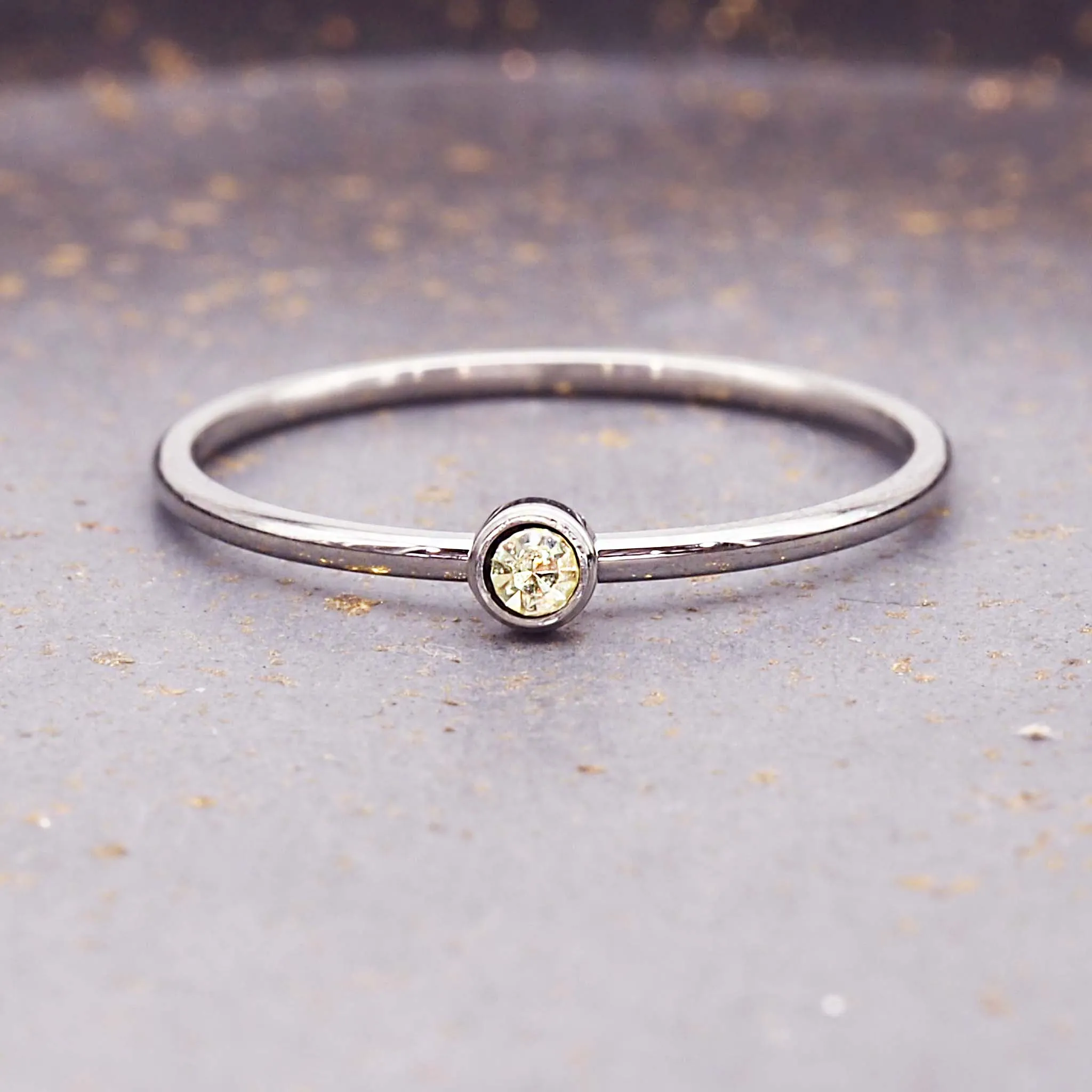 Dainty Silver Birthstone Ring