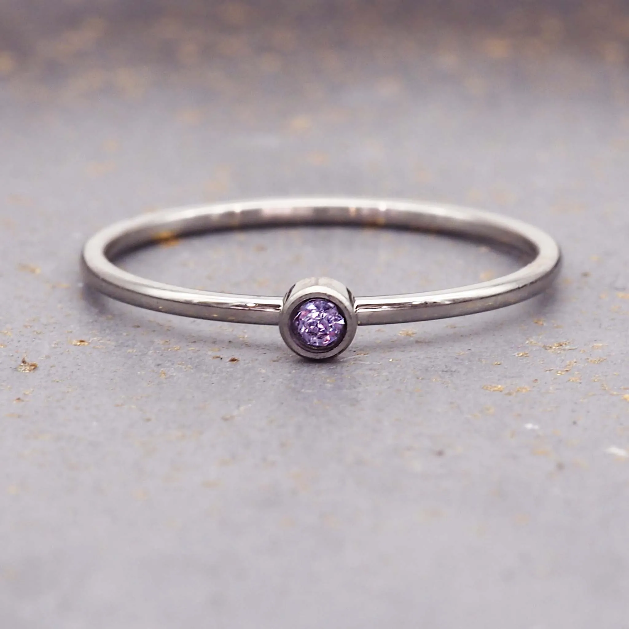 Dainty Silver Birthstone Ring