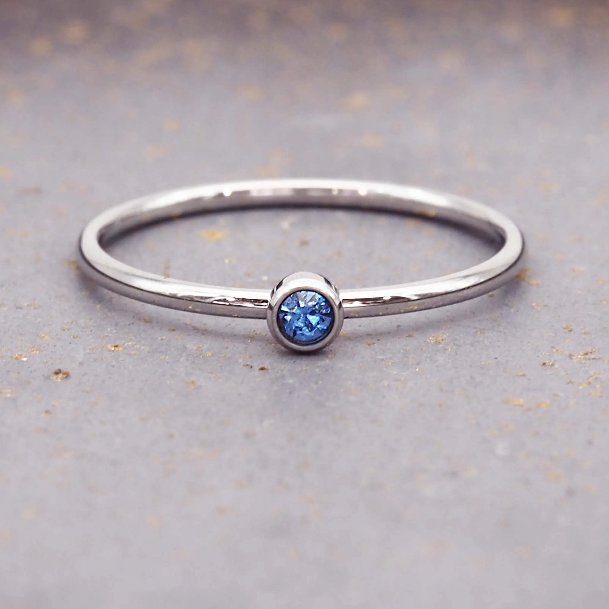 Dainty Silver Birthstone Ring