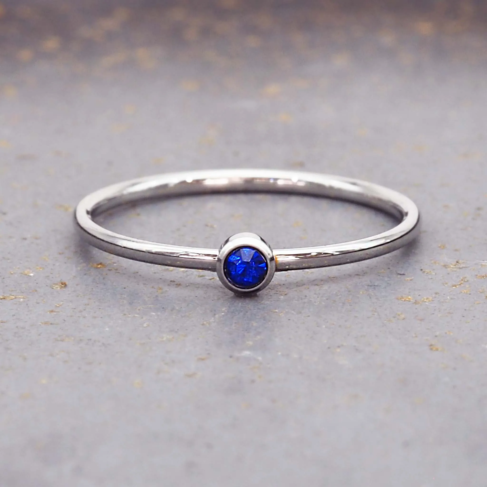 Dainty Silver Birthstone Ring