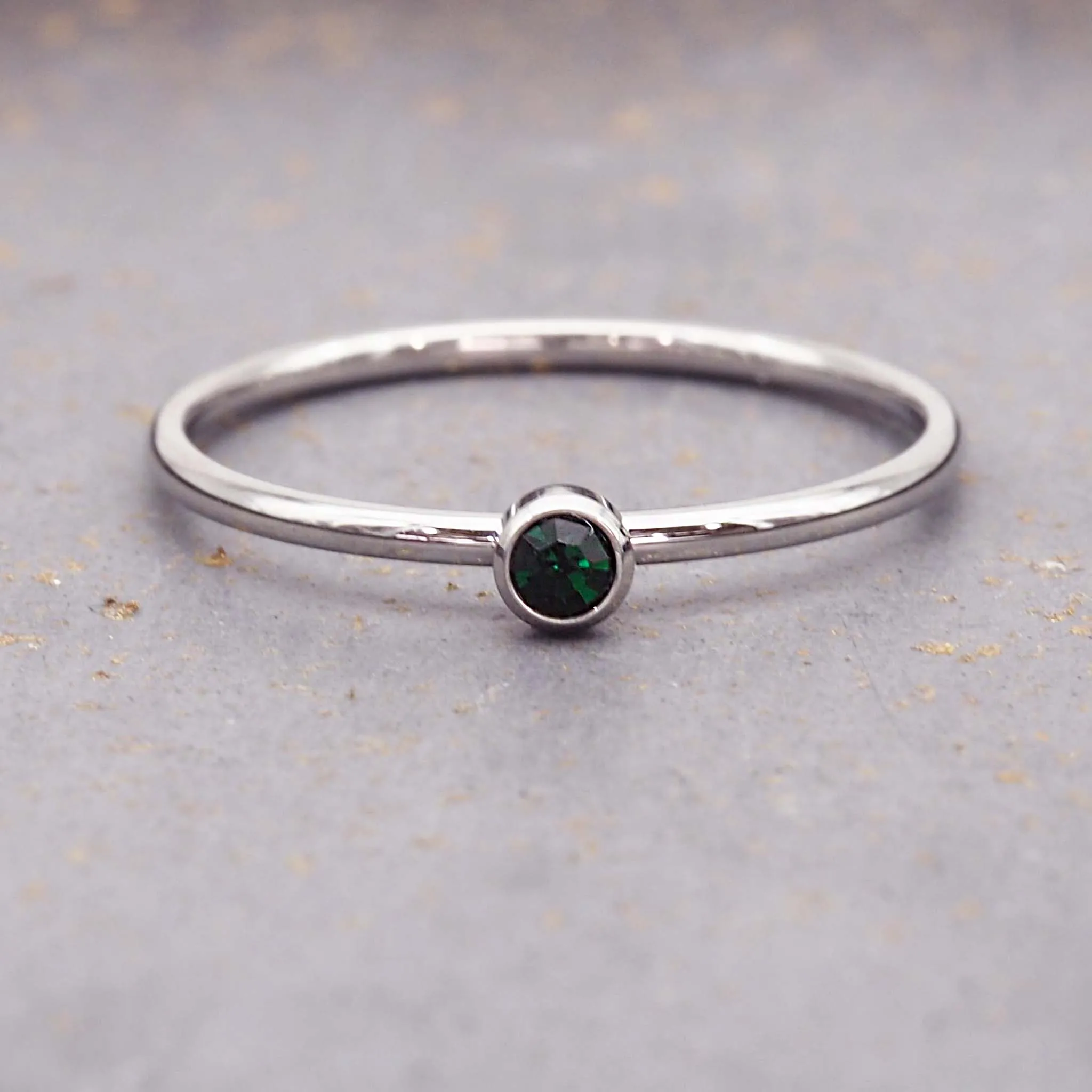 Dainty Silver Birthstone Ring