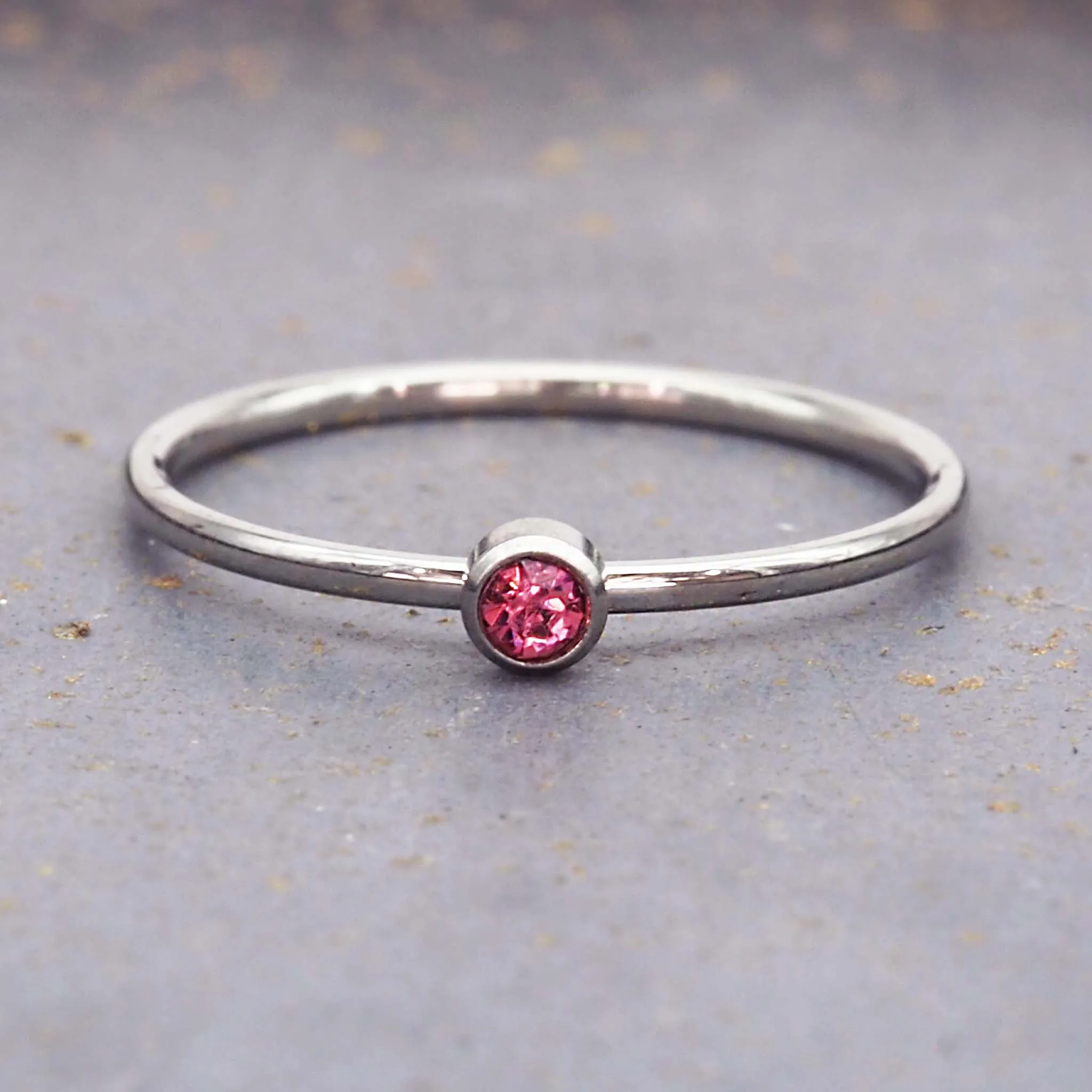 Dainty Silver Birthstone Ring