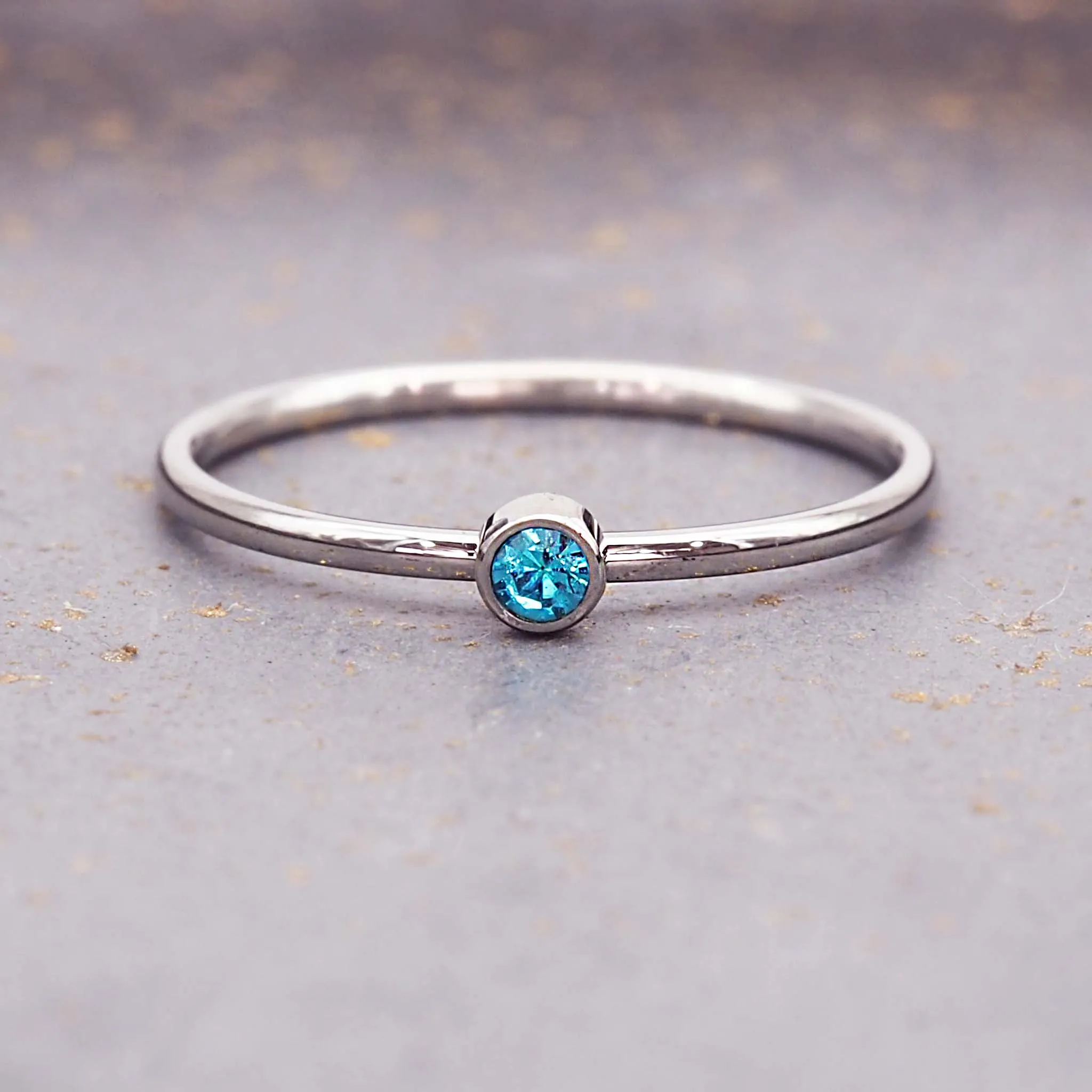 Dainty Silver Birthstone Ring