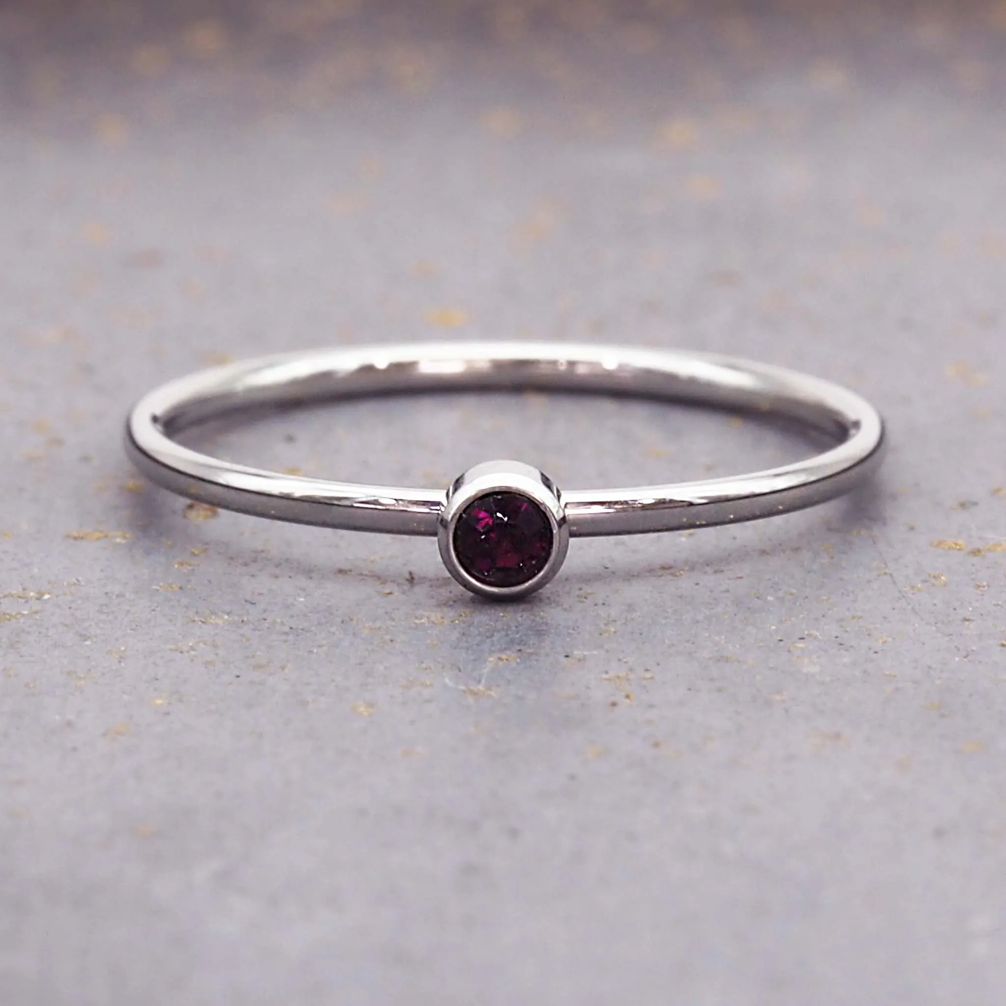 Dainty Silver Birthstone Ring