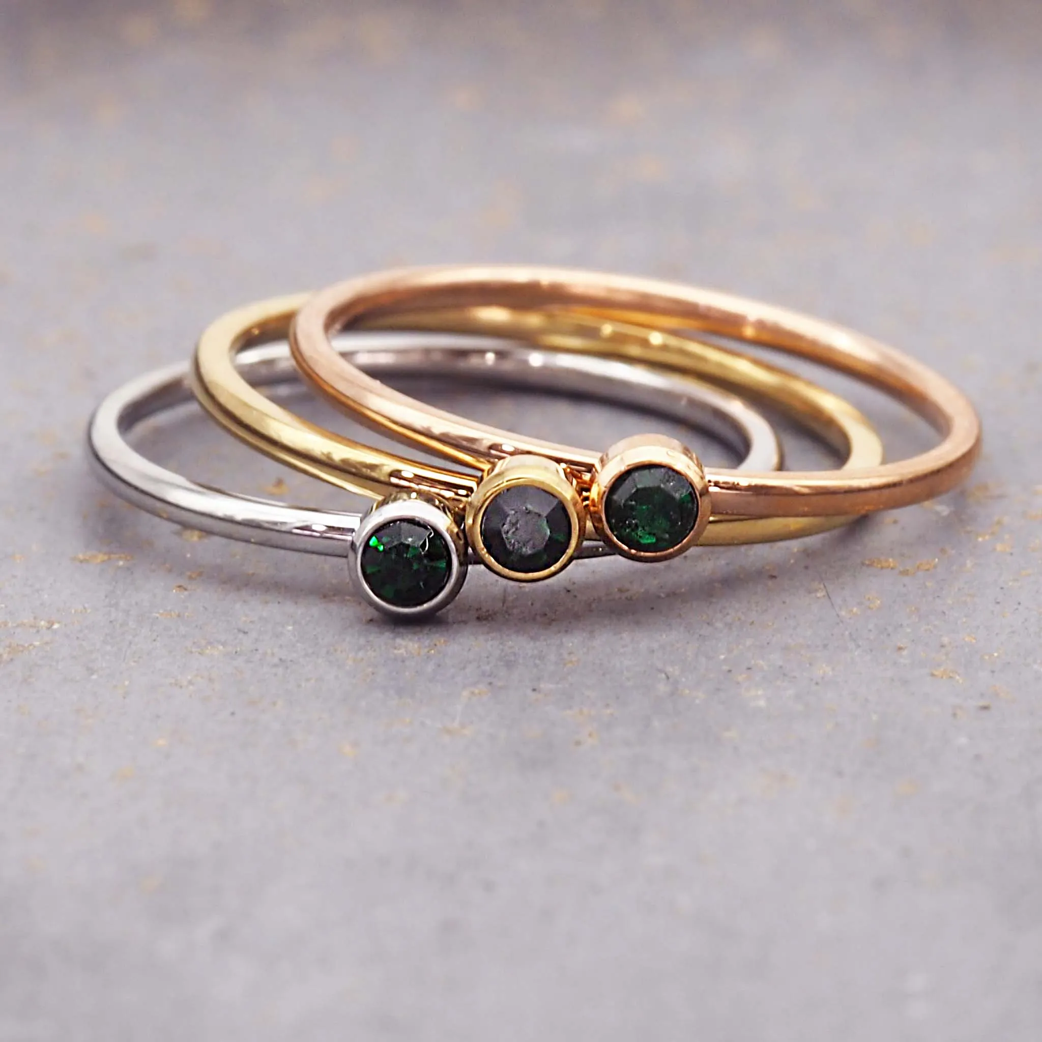 Dainty Silver Birthstone Ring