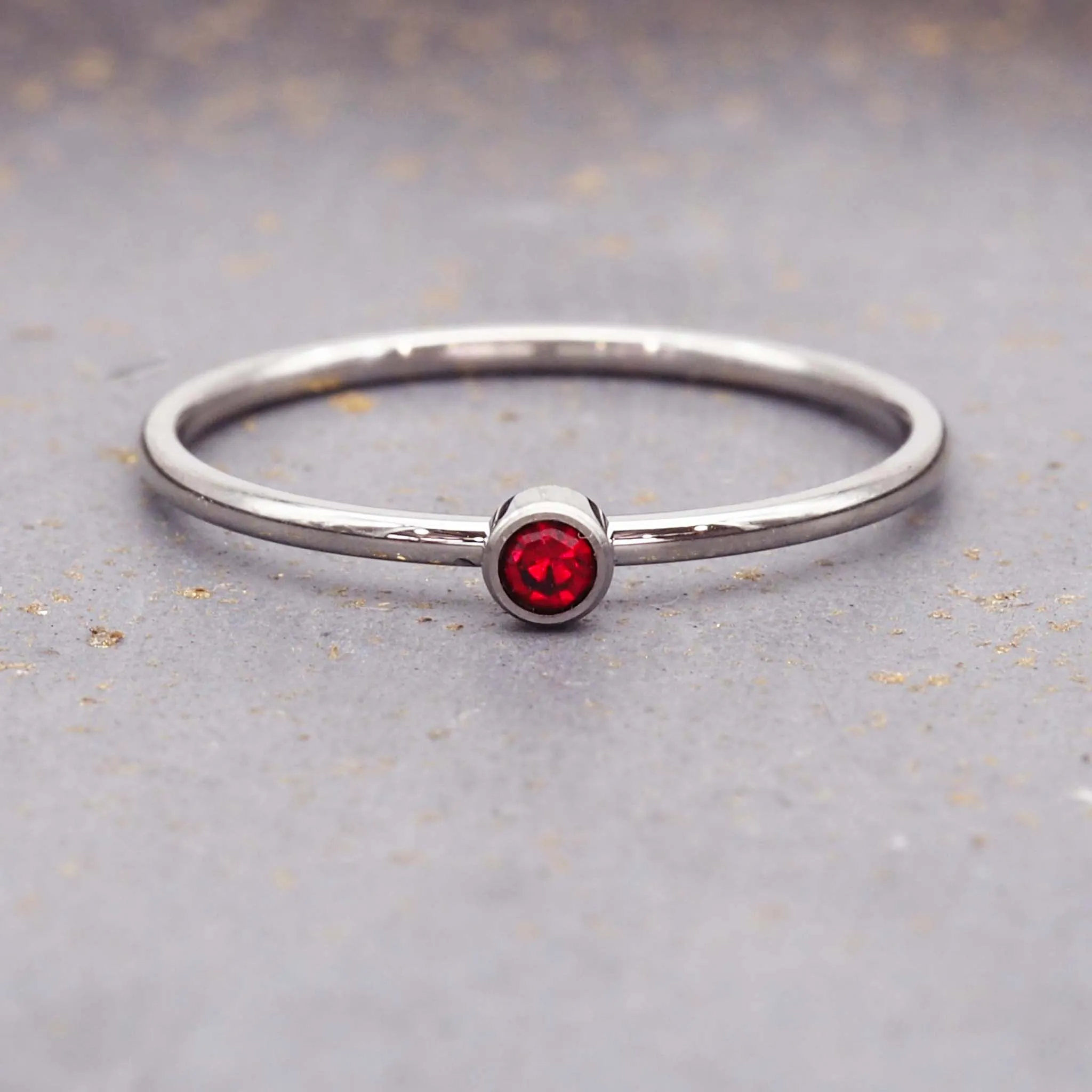 Dainty Silver Birthstone Ring