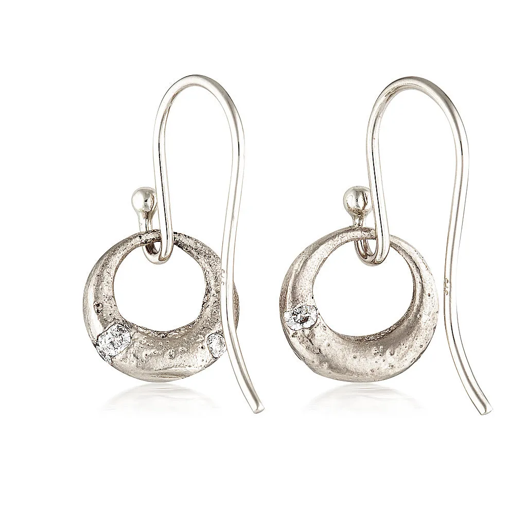 Demilune Earrings - White Gold & White Diamonds