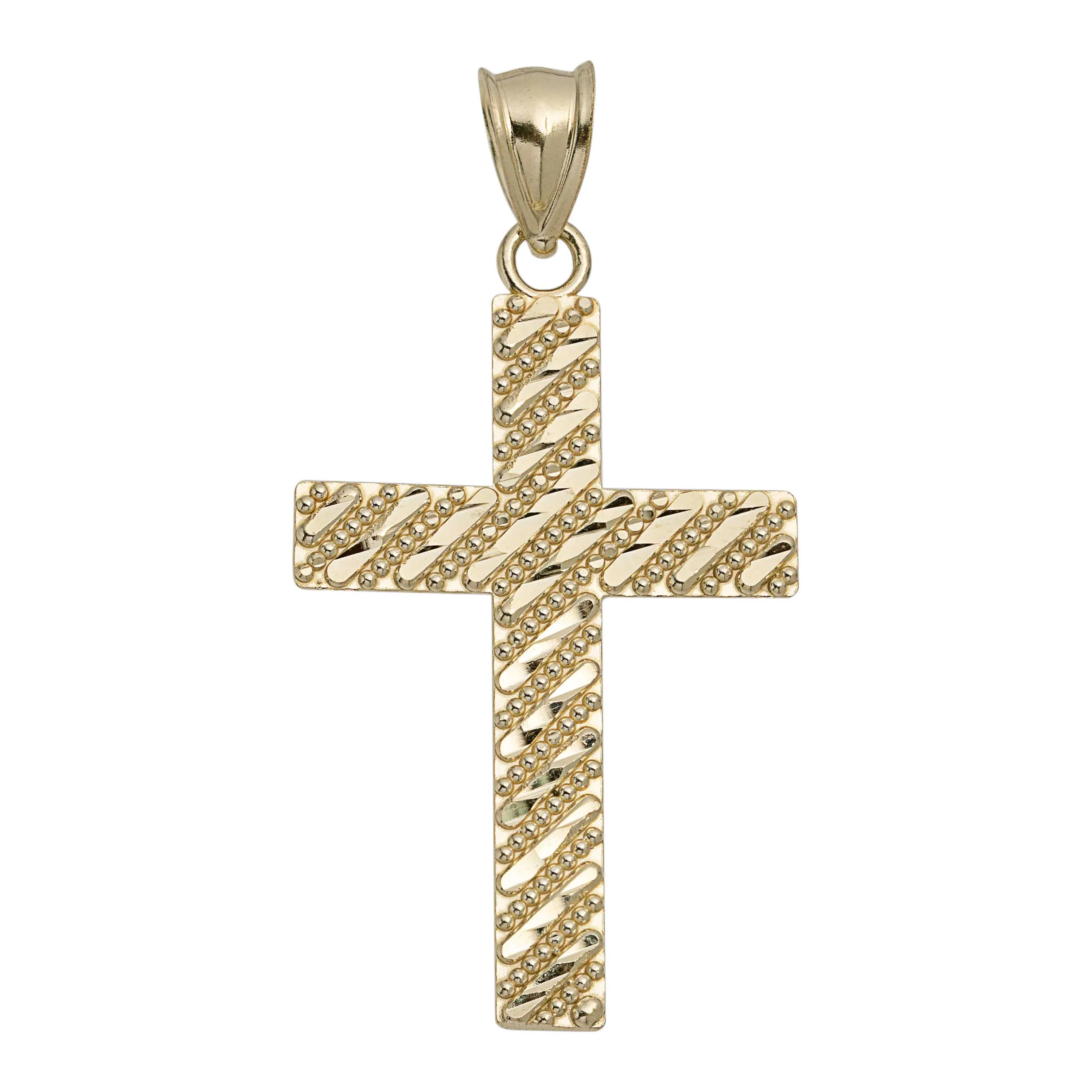 Diamond-Cut Cross Pendant Solid 10K Yellow Gold