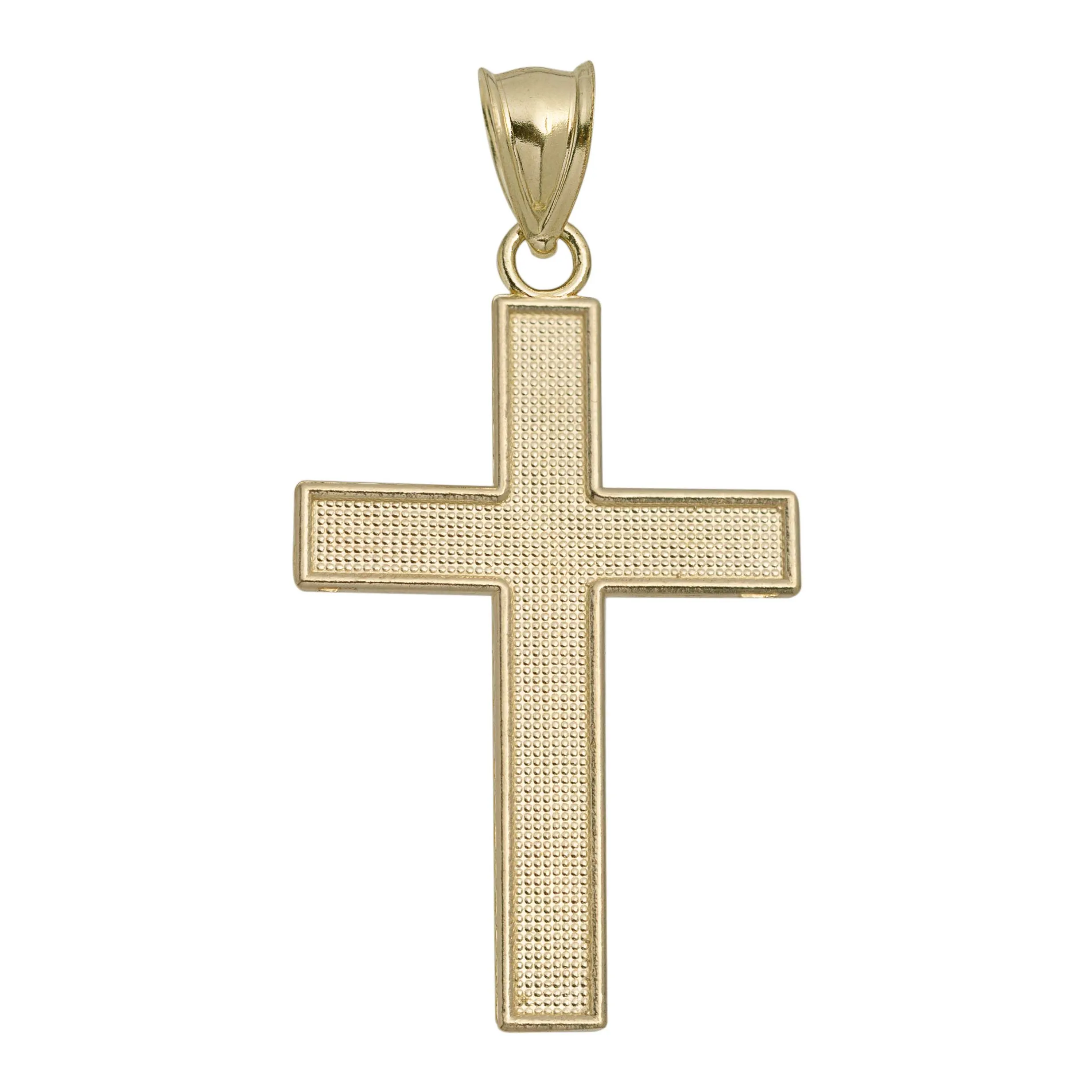 Diamond-Cut Cross Pendant Solid 10K Yellow Gold