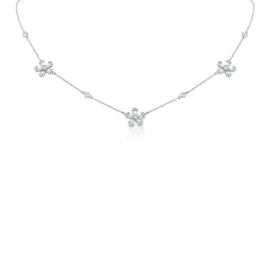 Diamond Flower Station Necklace