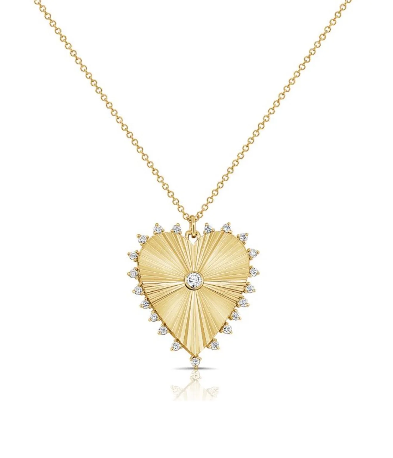 Diamond Heart Fluted Necklace