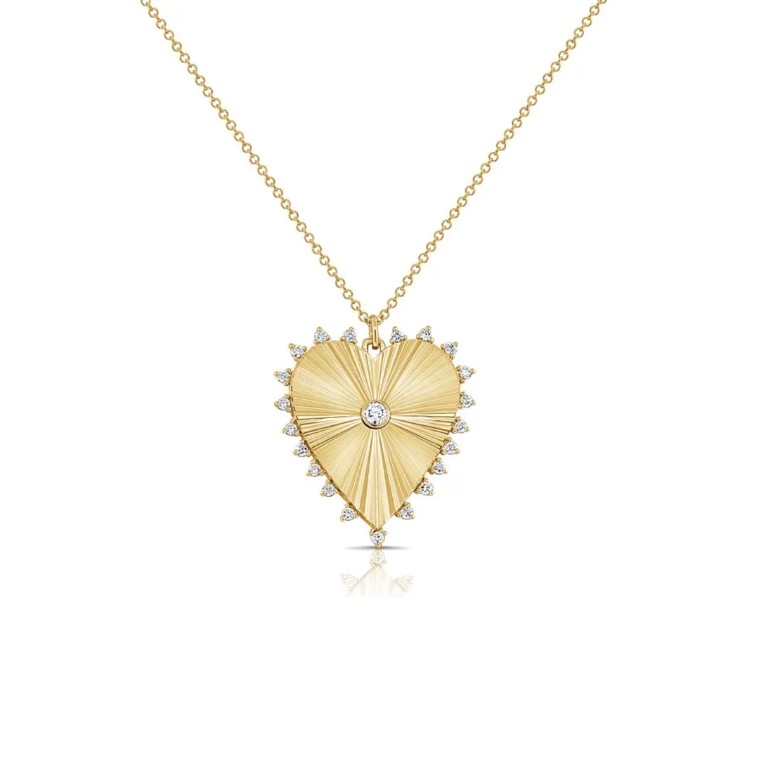 Diamond Heart Fluted Necklace