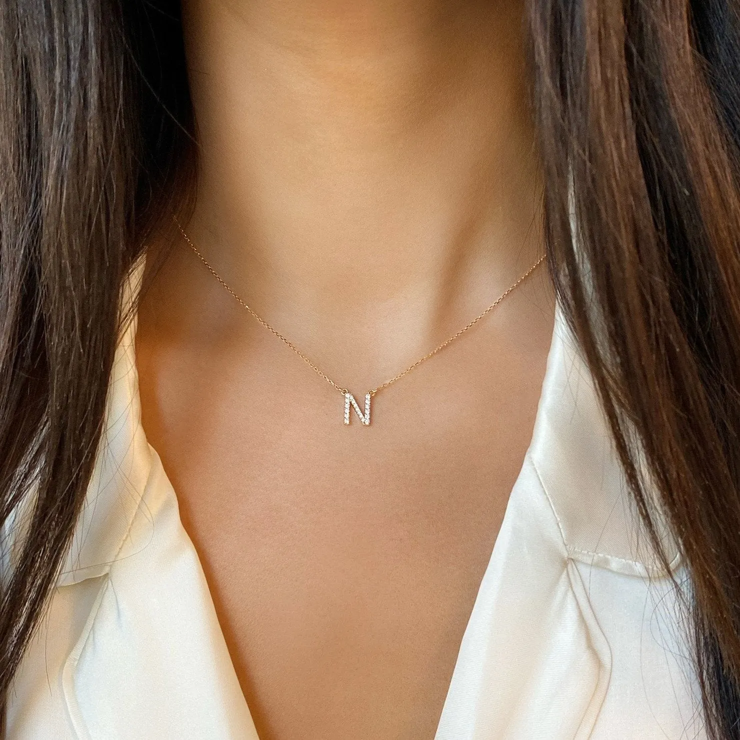 Diamond Initial Necklace