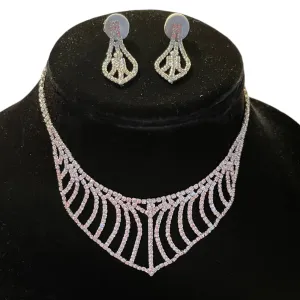 Diamond Necklace Dangle Earrings Wedding NEW