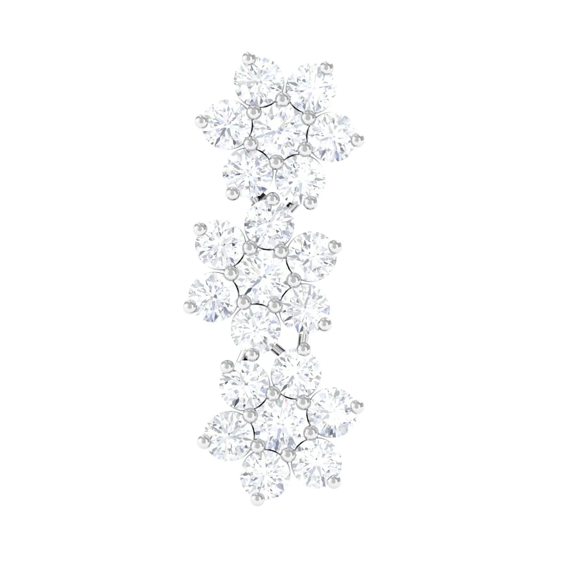 Diamond Three Flower Crawler Earring for Helix Piercing