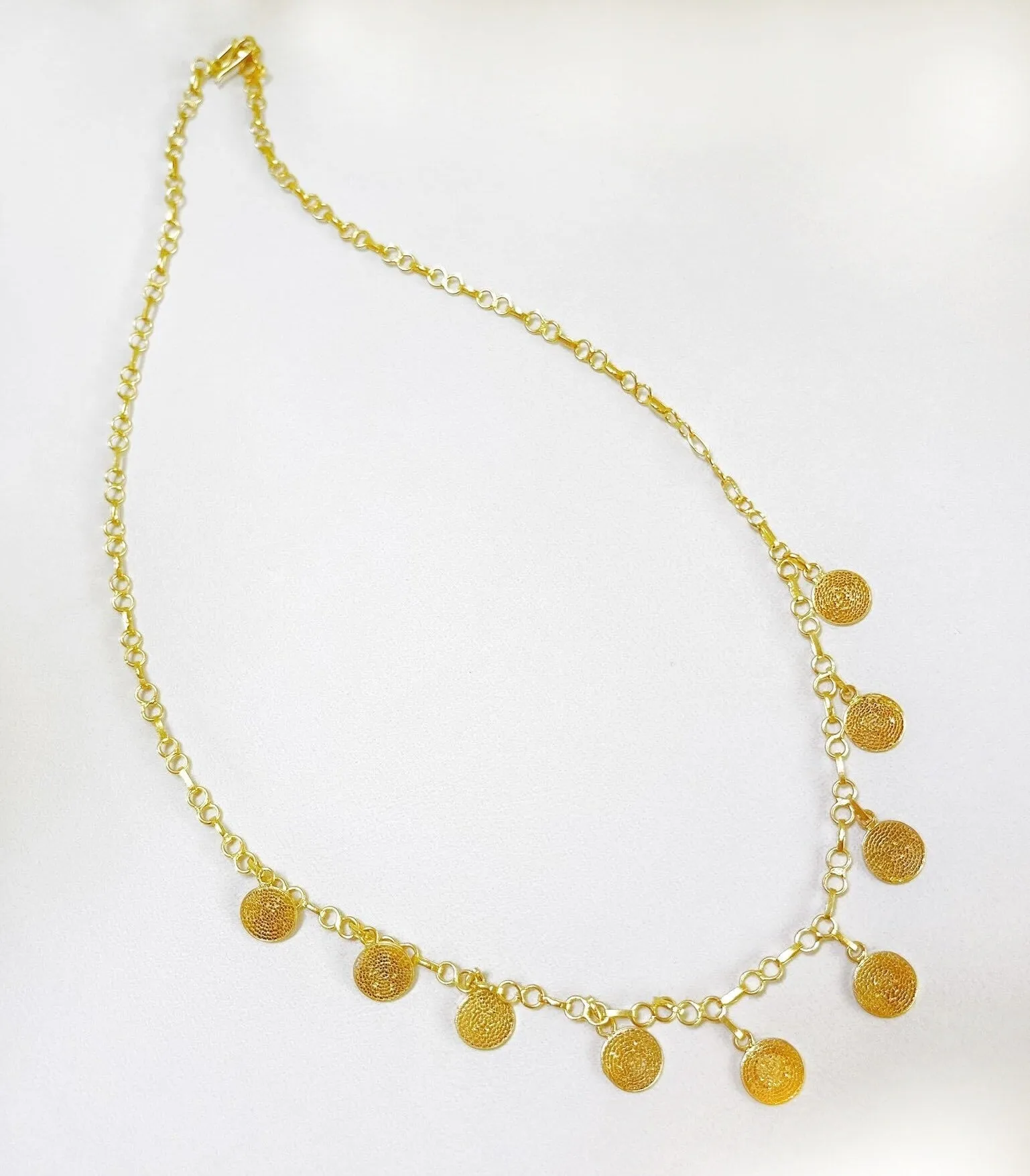 Dionne Gold Disc Charm Choker Necklace